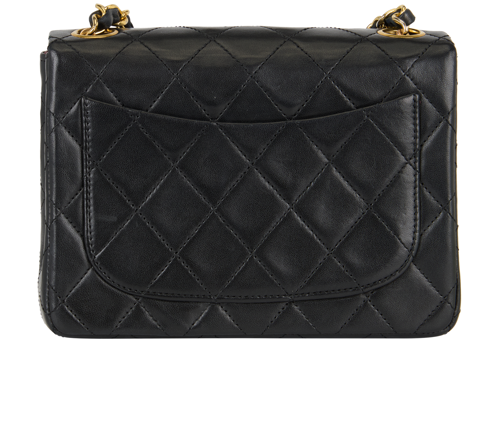 Mini Square Classic Flap, &pound;3,300, Handbags, Black, Lambskin Leather, Back view